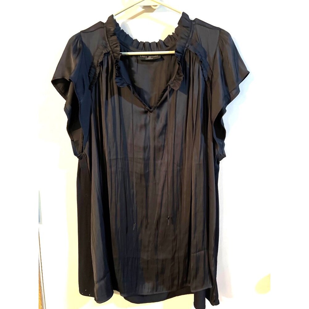 Lane Bryant Women's Black Ruffled Sleeve Blouse 22/24 NwOT